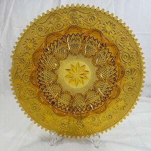 Vintage Indiana Tiara Amber Sandwich Glass Egg Platter 12 Inch Server